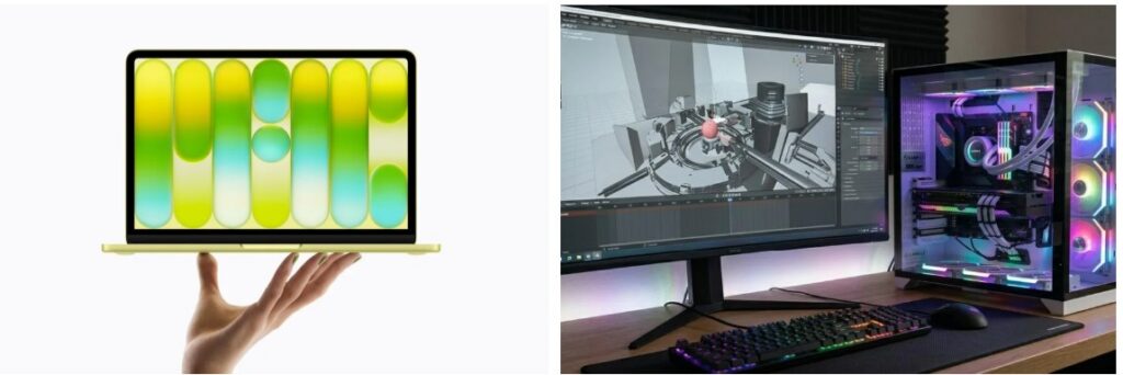 맥북 네오 조립 PC 비교 제품 나열 사진